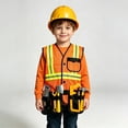 thumbnail image 5 of SUXIAN Boys Halloween Engineer Repairman Costume Set Vest Hat and Tool Props Role Play Outfit for Kids Orange, 5 of 6