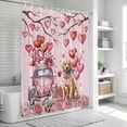 thumbnail image 5 of Valentine's Day Shower Curtain Set - Standard 72" x 72" Washable Bathtub Curtain with 12 Hooks, Watercolor Love Roses Funny Dog Truck Pink Waterproof Fabric Stall Shower Curtains for Bathroom Décor, 5 of 6