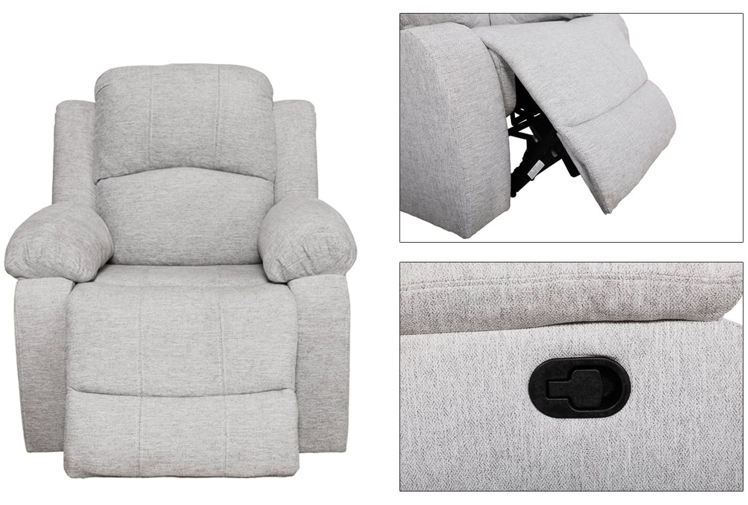 Ainehome 3 Piece Contemporary Flannelette Reclining Living Room Set Grey White