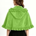 thumbnail image 4 of Women Short Red Velvet Ruffle Hood Cape,Halloween Christmas Cloak Costume, 4 of 6