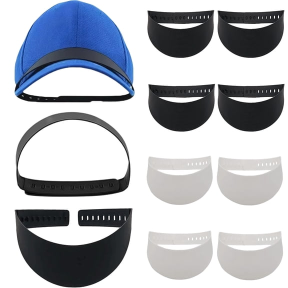 8 Pack Hat Brim Bender(4 Black 4 White), Curver Tool with 9 Snap-In Curve Options, Universal Fit up to 8″ for Baseball Caps, Snapbacks & Fitted Hats, Overnight Shaping Effect