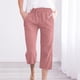 thumbnail image 2 of Pantalones Sueltos Capri para las Mujeres Casual Color Sólido Elástico Suelto Capris con Bolsillo, Pantalones de Poliéster Spandex, Lavado a Mano Casa Al Aire Libre, 2 of 6
