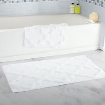 Somerset Home 2 Piece Bathroom Rug Set - 41x24.5 Inch and 34x21 Inch 100% Cotton Bath Mats (White)