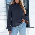thumbnail image 5 of Wensltd High Collar Sweater Women Fall Solid Color Pullover Long Sleeve Tunic Sweater, 5 of 6