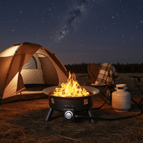 TLSUNNY 24'' Portable Propane Fire Pit, 58,000 BTU Smokeless Firebowl, w/ Cover & Lava Rocks, for Patio, Outdoor