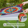 thumbnail image 6 of Colorful Tie Dye Pattern Square Fitted Tablecloth with Elastic Edge,Square Table Cover,Washable Elastic Table Cover for Home Kitchen Party Decor 34"x34", 6 of 6