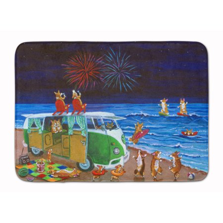 Corgi Beach Party Volkswagon Fireworks Machine Washable Memory Foam Mat