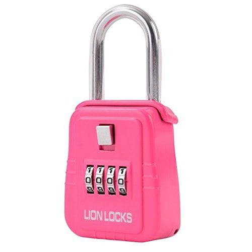 Lion Locks 1500 Key Storage Lock Box with Set Your Own Combination Pink 