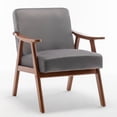 thumbnail image 7 of MOONMISS Mid Century Modern Accent Chair Solid Wood Frame Microfiber Living Room,Gray Velvet, 7 of 7