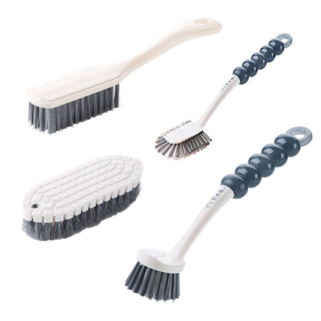 Toystoory Cepillo de limpieza para encimera de fregadero de 4 piezas con mango, cepillos flexibles multiusos, fregador de pared de suelo para inodoro de Suministros de limpieza para el hogar Toystoory HA066342-00