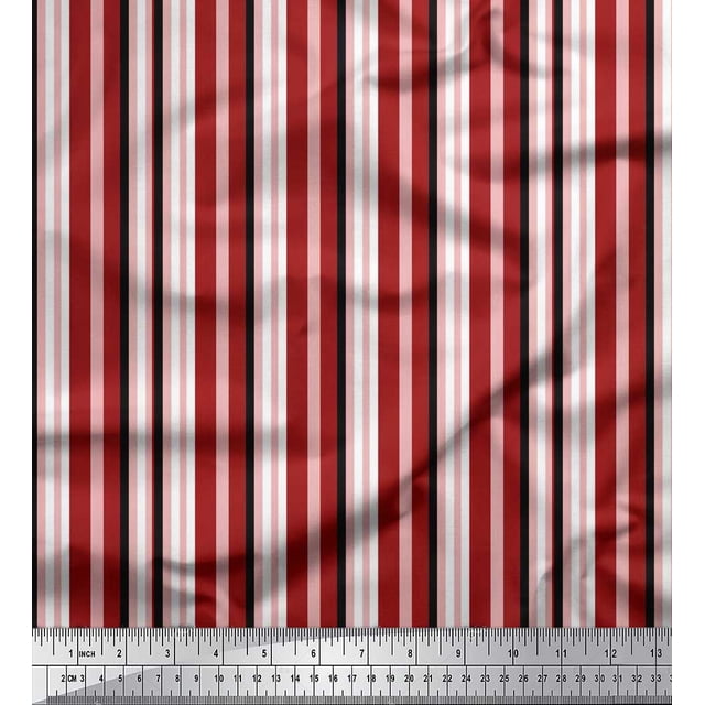 Soimoi Poly Georgette Fabric Vertical Stripe Print Sewing Fabric Yard 42 Inch Wide