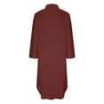 thumbnail image 5 of FRSASU Women's Summer Shirt Dresses Casual Cotton Linen Long Sleeve Maxi Flowy Vacation Beach Dress with Pockets Wine-A, 5 of 6