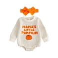 thumbnail image 4 of Baby Girl Long Sleeve Letter Embroidered Bodysuit Romper with Headband Two Piece Set Cosplay Costume Girls Halloween Outfit Size 3-18 Months, 4 of 5