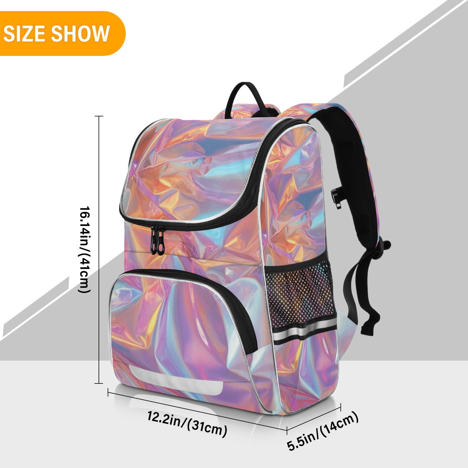 Hologram Colorful Backpack Big Laptop Backpack Casual Daypack Quilted Large Capacity Large Bookbags