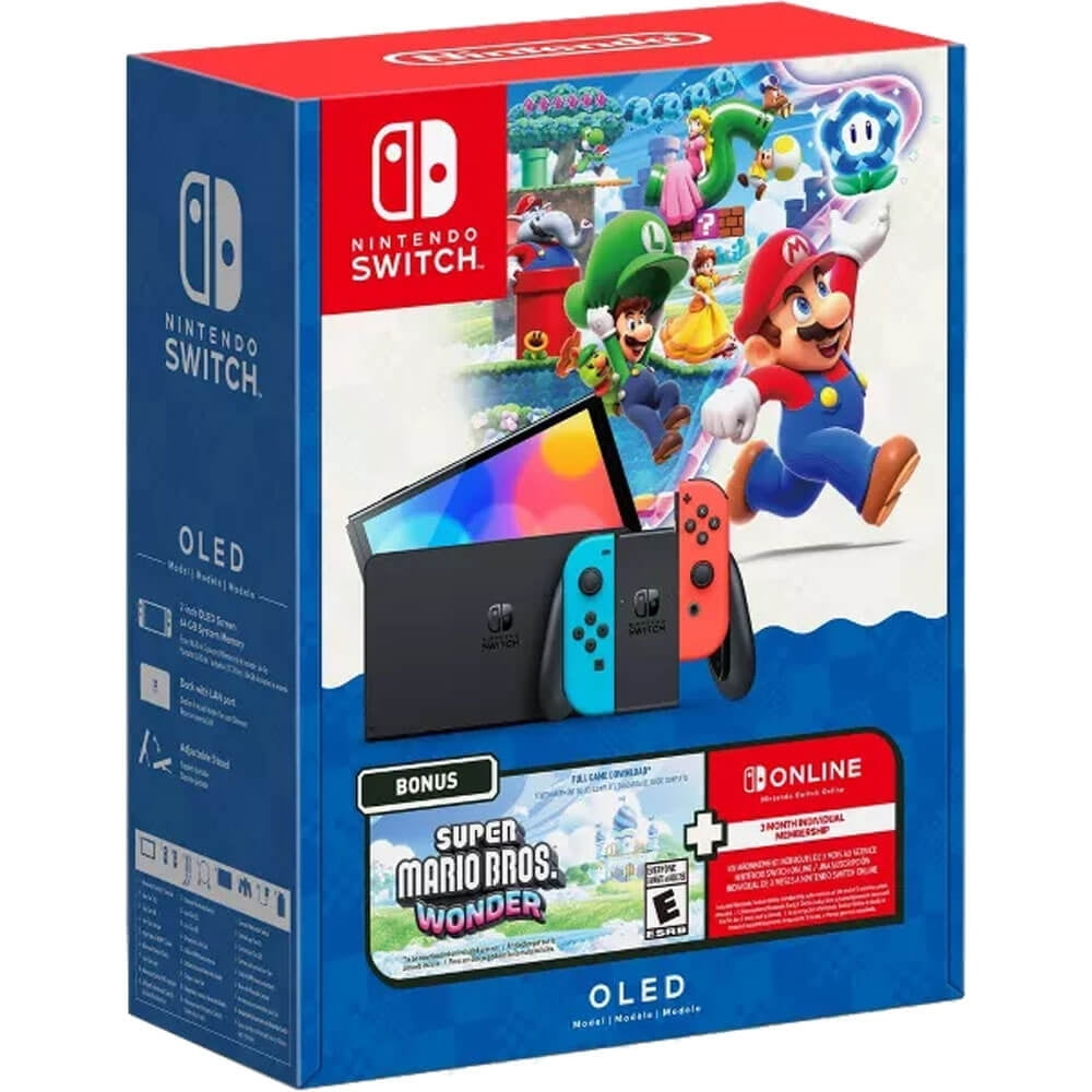 Open Box Nintendo Super Mario Bros. OLED Model Wonder Bundle (Nintendo Switch)