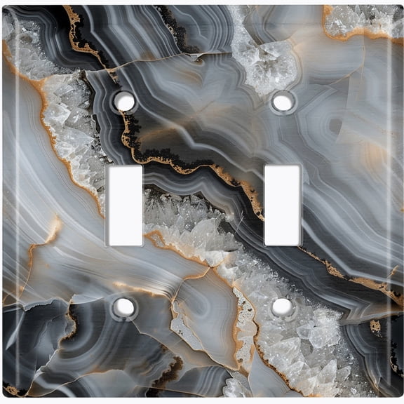 Metal Light Switch Wall Plate Outlet Cover (Geode Abstract Pattern - Double Toggle)