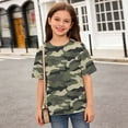 thumbnail image 4 of Vornjynx Girls Short Sleeve Tee Comfort Soft Camouflage Print Round Neck Trendy Summer Casual T-Shirt Army Green Size 8, 4 of 10