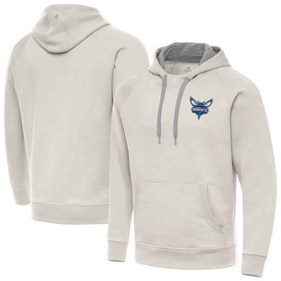 Men's Antigua Cream Charlotte Hornets Victory Pullover Hoodie