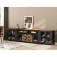 thumbnail image 3 of Wampat Farmhouse TV Stand Entertainment Center for 100 Inch TV, 2 Piece, with Sliding Barn Door, Adjustable Shelves, Dark Walnut and Black, 3 of 6