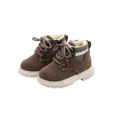 

Daeful Child Breathable Casual Plush Lined Winter Boot Outdoor Non-Slip Mid Top Snow Boots Comfort Shoes