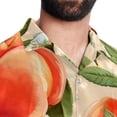 thumbnail image 5 of Peach Men's Short Sleeve Spread Collar Tops, Casual Button Down Shirts, Printed Summer Beach Shirts, Unisex, 5 of 6