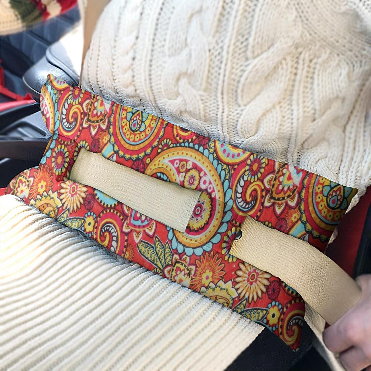 Artistic Mastectomy Pillow for Car - Post Surgery Seatbelt Cushion, Colorful Geometric Design, Pressure Relief Pad
