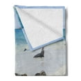thumbnail image 2 of Ecuador Soft Flannel Fleece Throw Blanket, Galapagos Island Sea Lions at Sandy Beach Seascape Nature Photo Animal Travel, Cozy Plush for Indoor and Outdoor Use, 50" x 70", Multicolor, by Ambesonne, 2 of 5