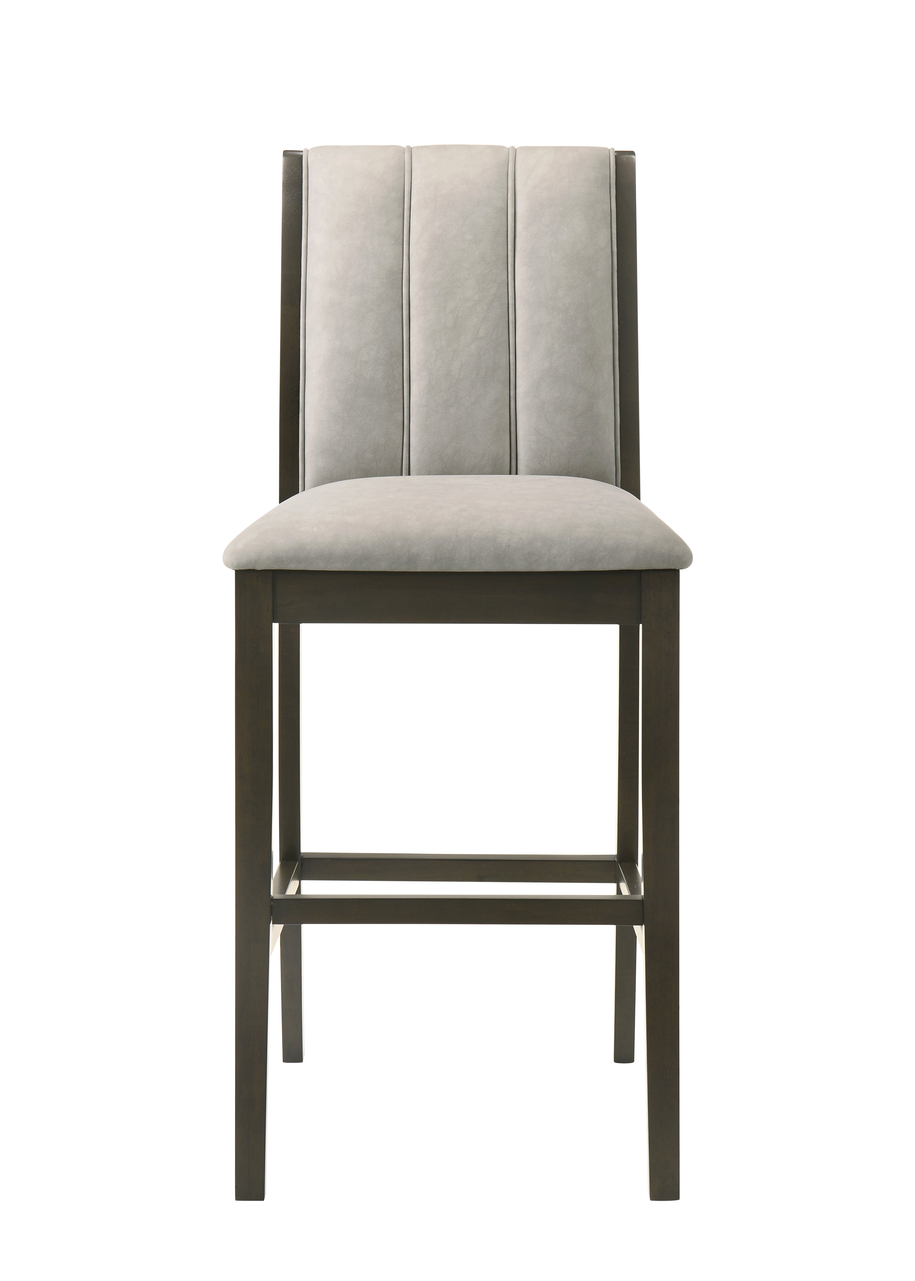 Armen living Nolan 30 in. Dark Roast Bar Height Rubberwood Barstool with Grey Fabric Seat