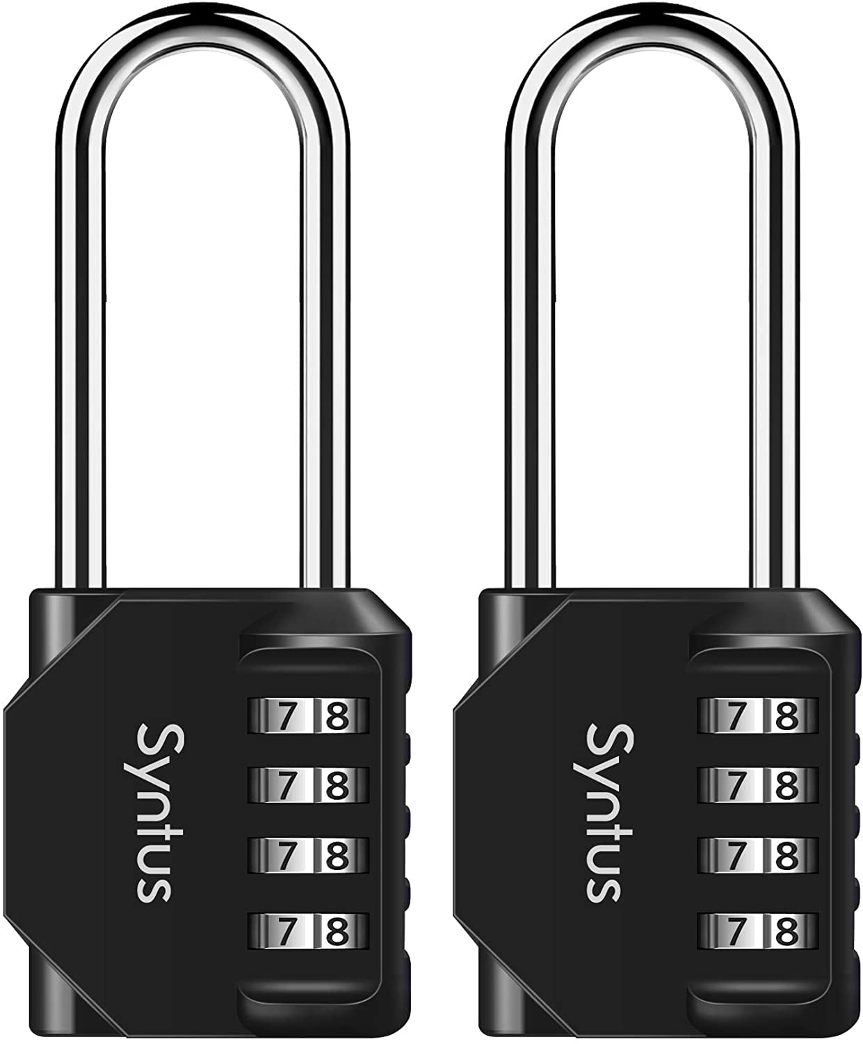 Fence Hasp Cabinet 4 Digit Combination Lock 57mm Long Shackle and Waterproof Resettable Outdoor Padlock for Gym Locker Toolbox Gate
