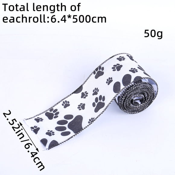 Dog Paw Print Ribbon Bow Decoration For Pets With Colorful Pattern Soft Fabric 100% Machine Washable No Iron Needed