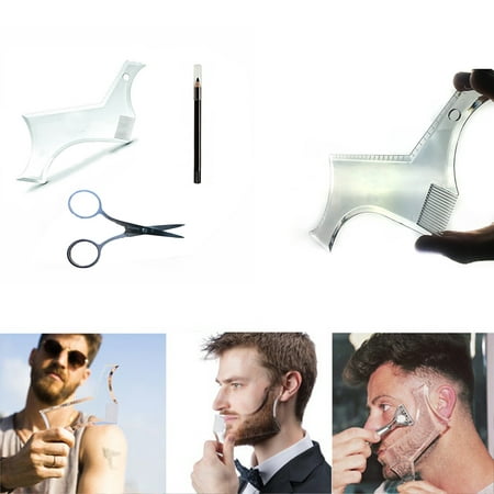 3 Pcs/set Men Face Care Beard Stencil Comb Shaper Set Beard Styling