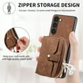 thumbnail image 2 of ELEHOLD Crossbody Case for Samsung Galaxy A15,Premium PU Leather Back Card Slot Zipper Wallet Shockproof Anti-Drop Protective Case with Shoulder Strap Women Girls for Samsung A15,Brown, 2 of 5