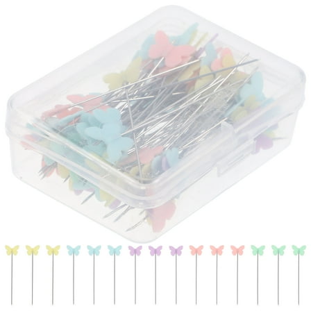 40 Butterfly Flat Head Sewing Pins - 54mm Long For Quilting & Dressmaking