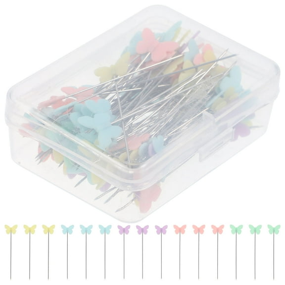 HAMPPLIES Sewing Pin 100Pcs in Assorted Color for Dressmaking and Quilting Butterfly Head Design