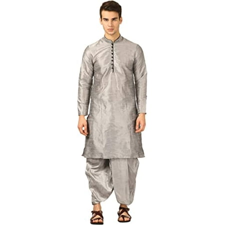 

Royal Kurta Men s Art Silk Dhoti Kurta Set (40 Silver)