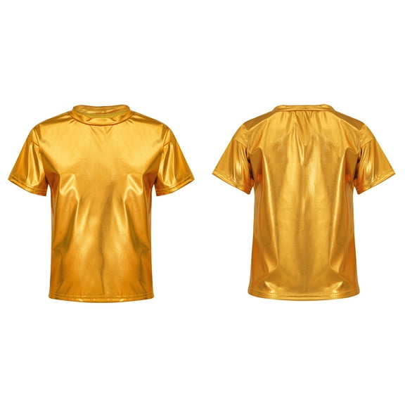 MSemis Kids Boys and Girls Shiny Metallic Dance Party Performance Tops