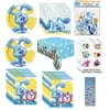 Blue's Clues Birthday Party Supplies Bundle Pack includes 16 Lunch Paper Plates 9", 16 Napkins 6.5", 1 Plastic Table Cover, 1 Happy Birthday Banner, 16 Loot Bags, 24 Tattoos, 1 Dinosaur Sticker Sheet
