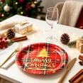 thumbnail image 6 of Christmas Disposable Paper Plates, Red Plaid Christmas Tree Santa Printed Heavy Duty Paper Dinner Plates, Food Safe Disposable Tableware for Christmas Holiday Family Dinner Party Supplies(20pc), 6 of 6