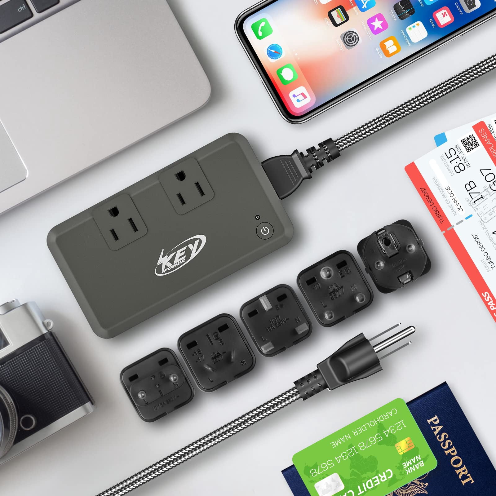 Key Power International Power Converter Travel Kit - 230w Voltage Converter 240V/220V to 120V/110V Travel Adapter Use for USA Appliance Hair Straightener, Overseas in Europe, Australia, UK, Italy