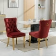 thumbnail image 2 of Set of 4 Dining Chairs, Accent Diner Chairs with Nailhead Trim and Back Ring Pull, Velvet Fabric Dining Room Chairs, Side Chair Kitchen Chairs with Golden Stainless Steel Plating Legs, 2 of 11