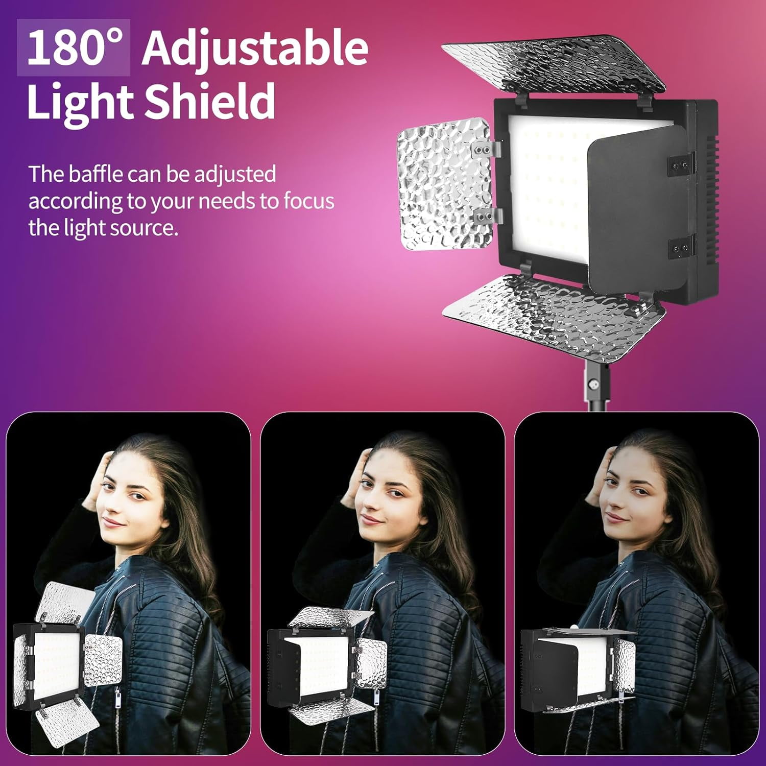 EMART 2-Pack Bi-Color LED Studio Lights with 53" Adjustable Tripod, 9 Color Filters & 4 Baffles – Professional Lighting for Photography, YouTube, Gaming, Video Recording
