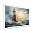 thumbnail image 2 of Designart "Stormy Sea at the Lighthouse II" Architecture Framed Wall Art Decor - Coastal Red Lighthouses Entryway Framed Wall Art Print, 2 of 6