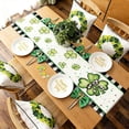 thumbnail image 4 of St. Patrick's Day Shamrock Linen Table Runner - Four-Leaf Clover Irish Table Flag, Festive Linen Table Cloth for Irish Holiday & Party Table Decor, 4 of 5