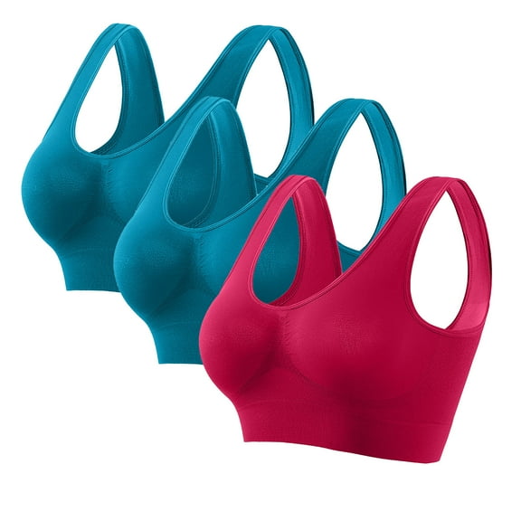 ALLLIST Wirefree Womens Sports Bras Plus Size Pack Of 3 Underwear Solid Comfy Bras for Ladies S-5xl