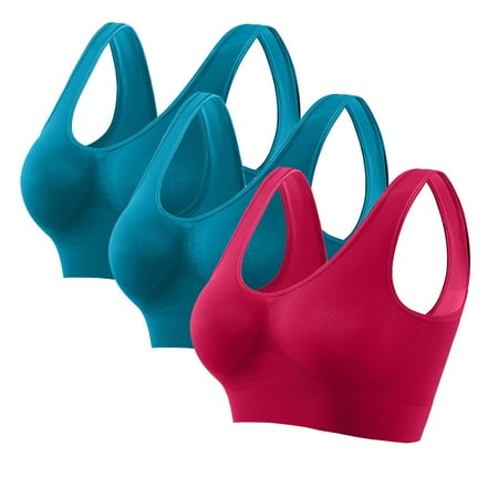 Womens 3 PC Sports Bras Sexy Seamless Scoop Neck Workout Underwear with Built in Bra Solid Soft Breathable Bralettes. Half Bras for Women Strapless Today s Deals