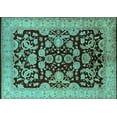 thumbnail image 1 of Ahgly Company Machine Washable Indoor Rectangle Oriental Turquoise Blue Industrial Area Rugs, 6' x 9', 1 of 4