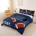 thumbnail image 3 of Castle Fairy Eat Sleep Football Bedding, Rugby Court Duvet Cover Full, Navy Brown,Navy Blue Reversible,3pcs,1 Duvet Cover and 2 Pillowcases, 3 of 6
