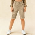 thumbnail image 3 of Frostluinai Kids Linen Shorts 5-16Y Elastic Waist Cuff Bermuda Shorts Solid Lounge Shorts Lightweight Beach Travel Shorts with Pocket, 3 of 9