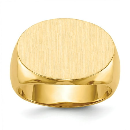 - Solid 14k Yellow Gold Men's Engravable Signet Ring (15mm) - Size 8