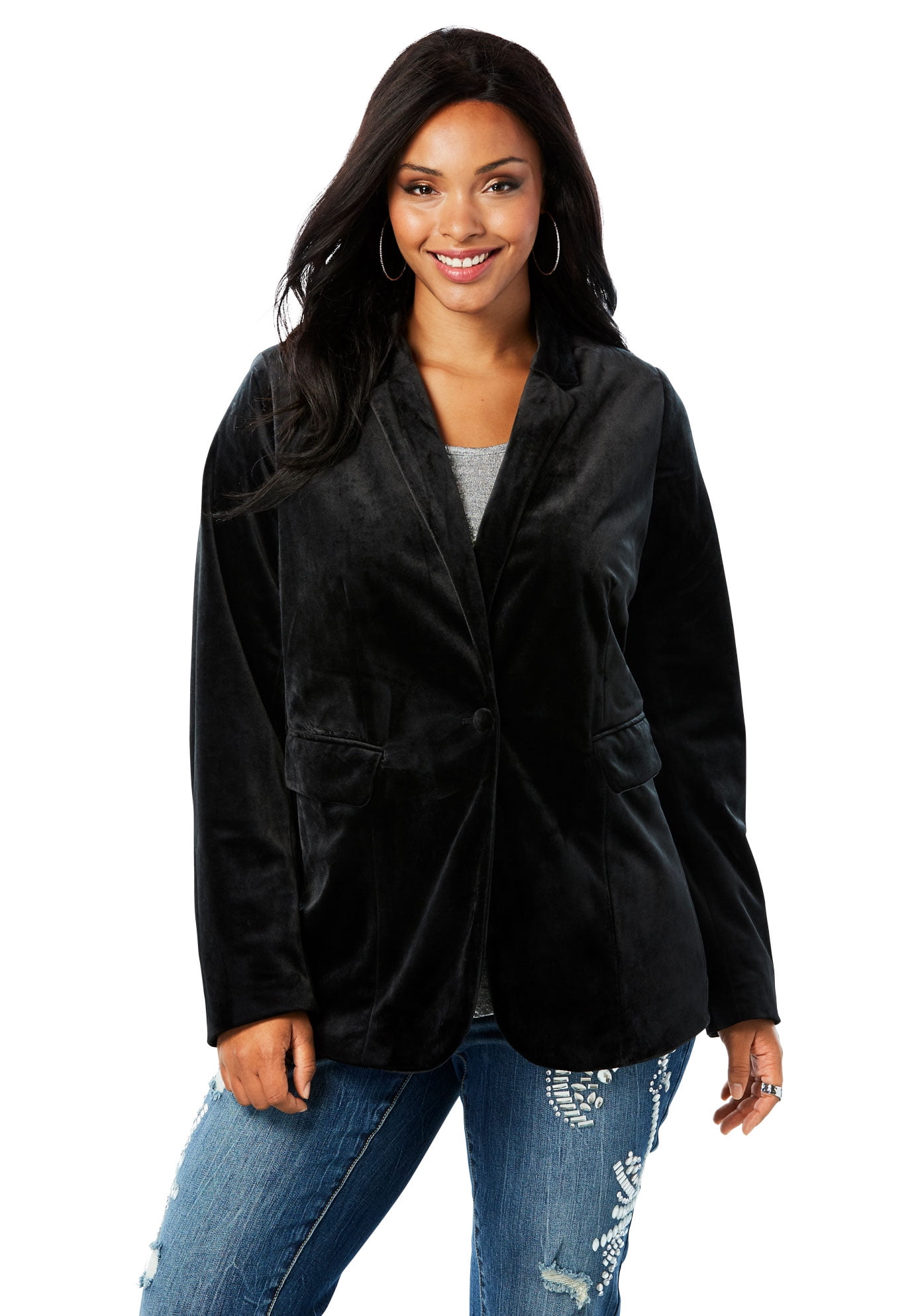 Roaman's Roaman's Plus Size Velvet Blazer